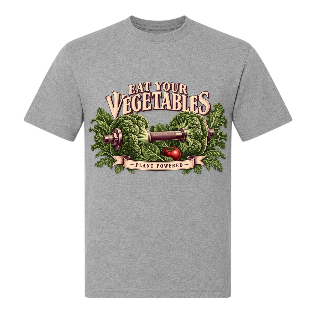 Eat Your Vegetables – Heavy Shirt in Grey Melange, Vorderansicht | Heavy Mind