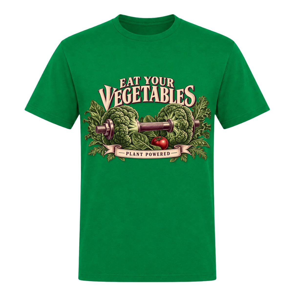 Eat Your Vegetables – Heavy Shirt in Kelly Green, Vorderansicht | Heavy Mind