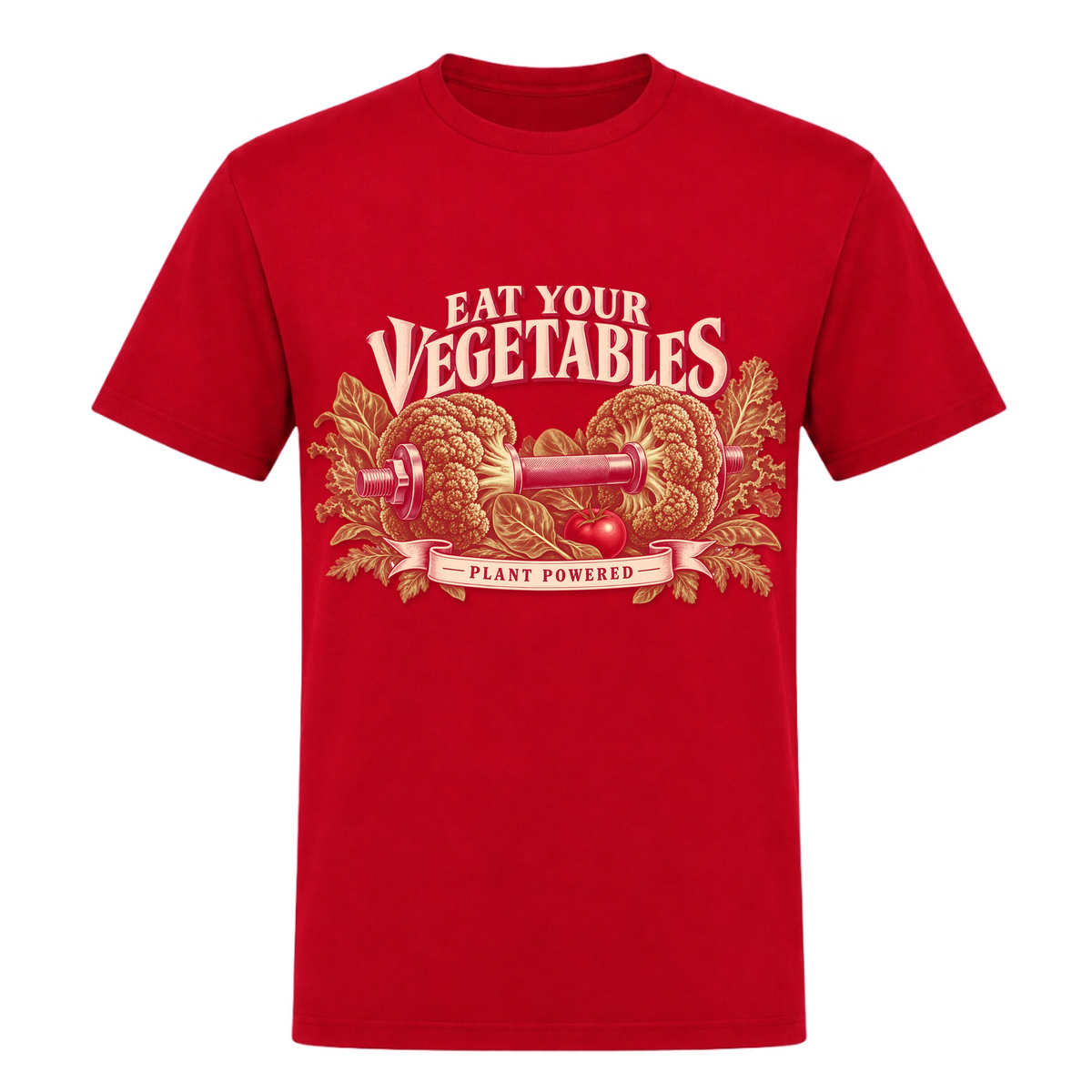 Eat Your Vegetables – Heavy Shirt in Rot, Vorderansicht | Heavy Mind