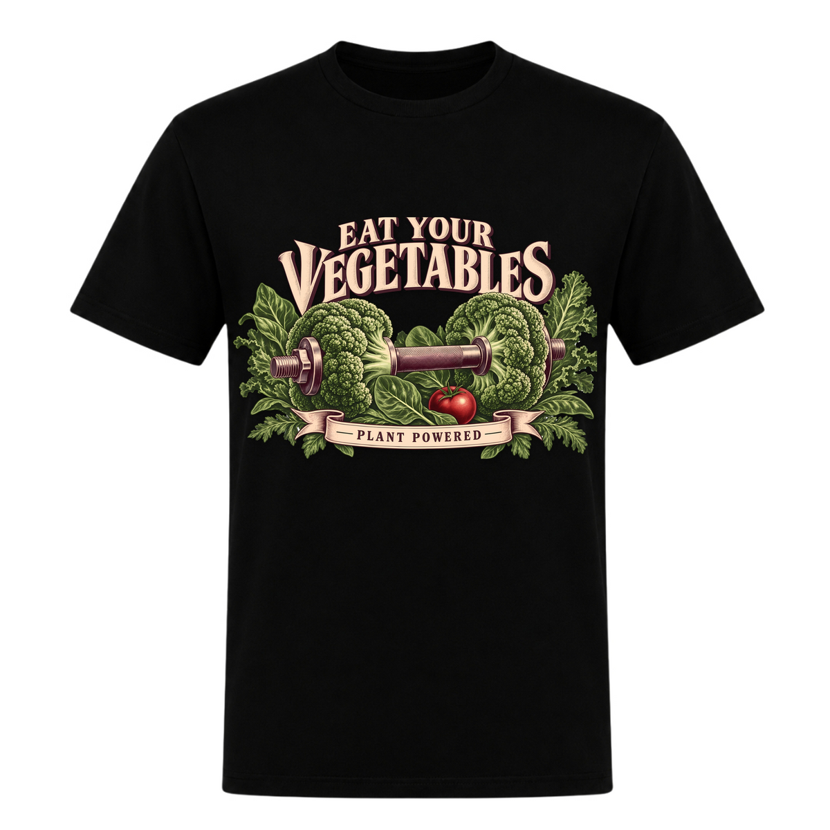 Eat Your Vegetables – Heavy Shirt in Schwarz, Vorderansicht | Heavy Mind