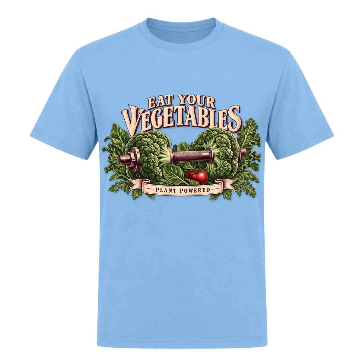 Eat Your Vegetables – Heavy Shirt in Sky Blue, Vorderansicht | Heavy Mind