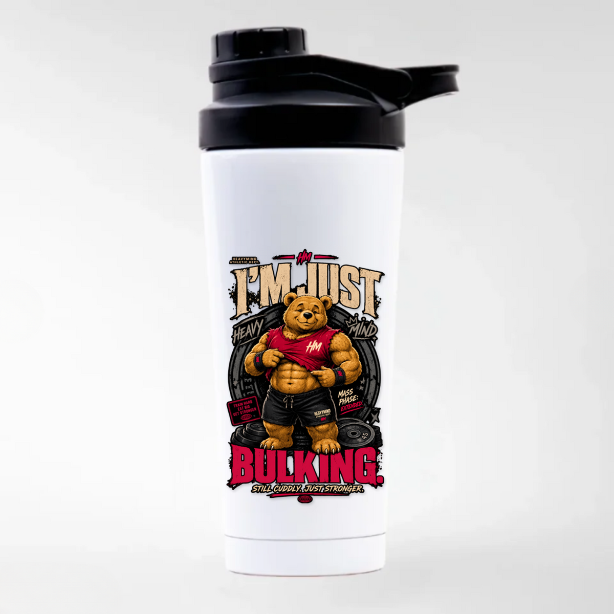 I'm Just Bulking – Edelstahl-Shaker in Weiß | Heavy Mind