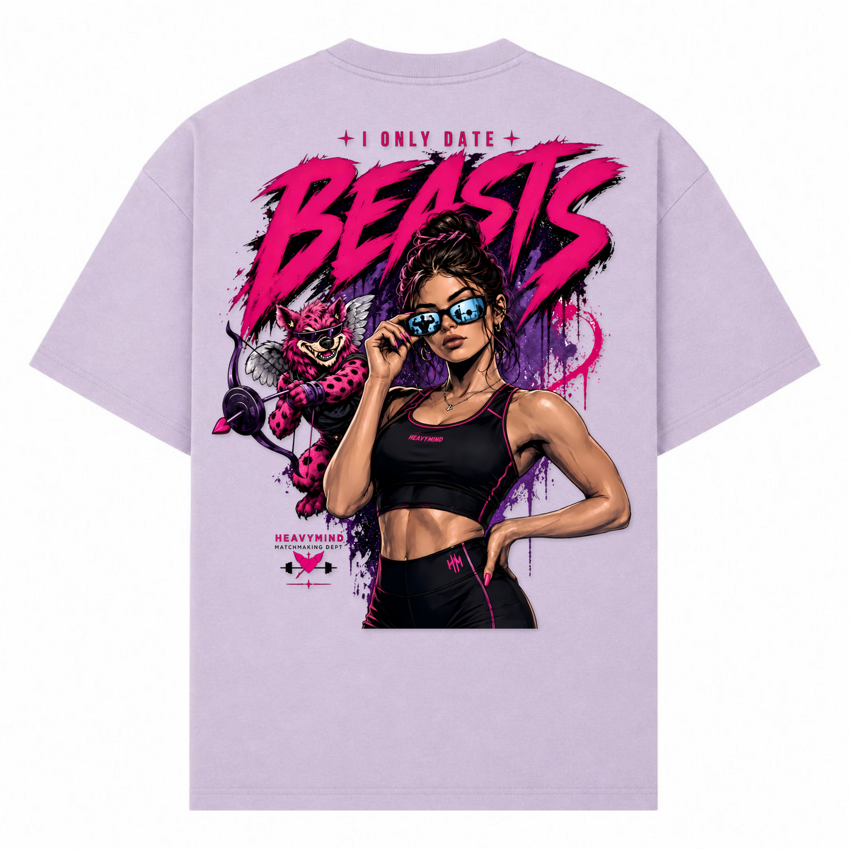I Only Date Beasts – Oversized Tee in Lilac, Rückansicht | Heavy Mind