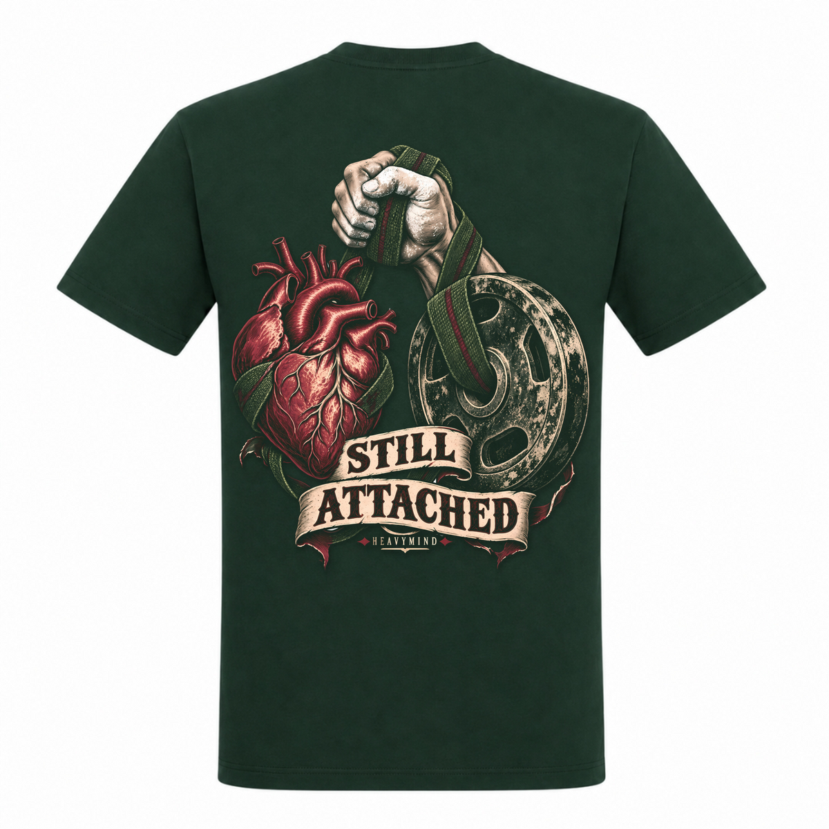 Still Attached – Heavy Shirt in Bottle Green, Rückansicht | Heavy Mind