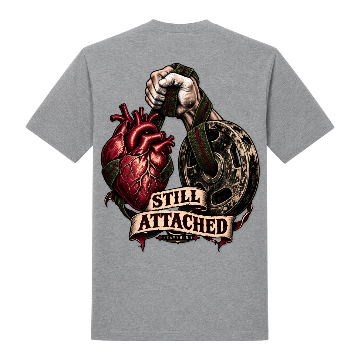 Still Attached – Heavy Shirt in Grey Melange, Rückansicht | Heavy Mind