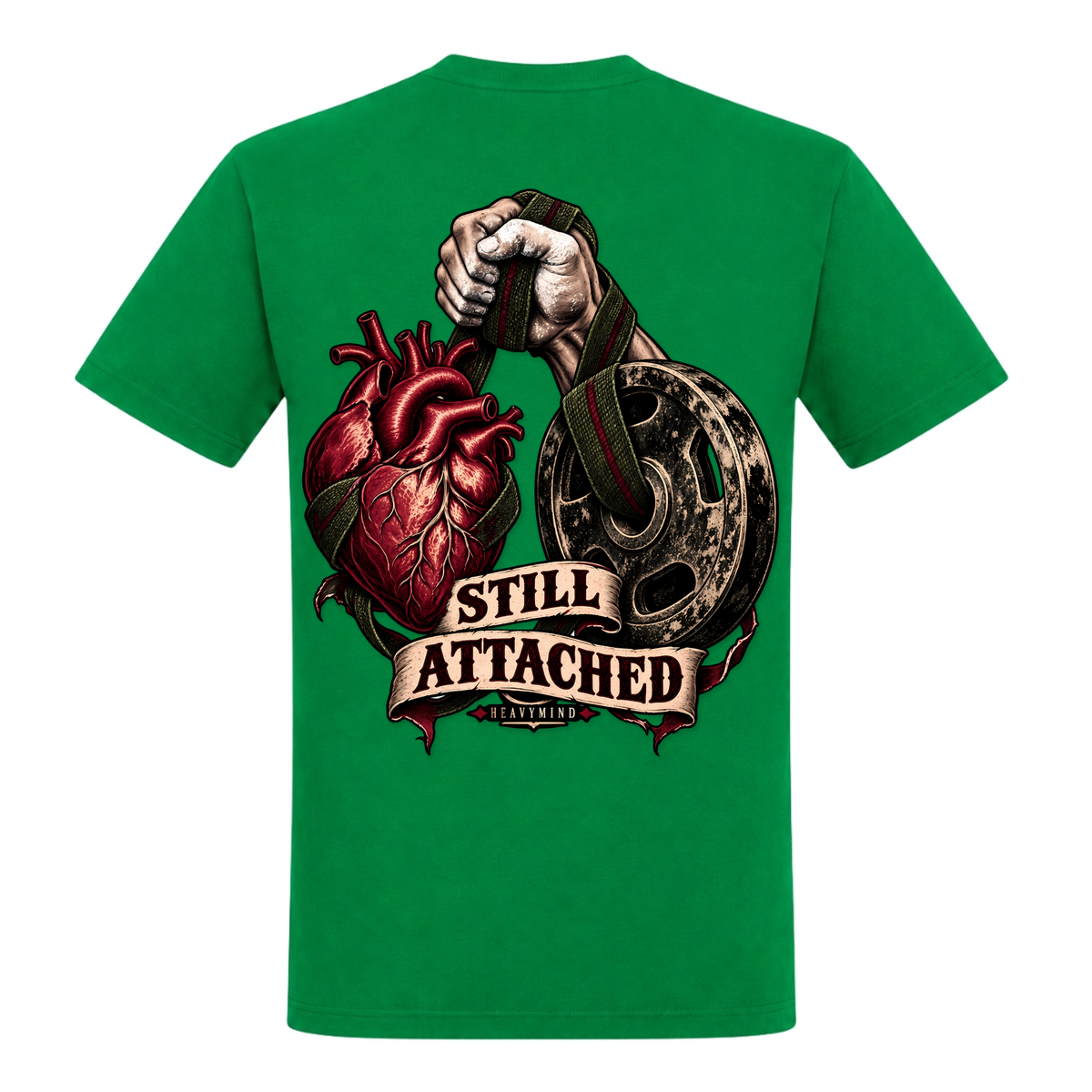 Still Attached – Heavy Shirt in Kelly Green, Rückansicht | Heavy Mind