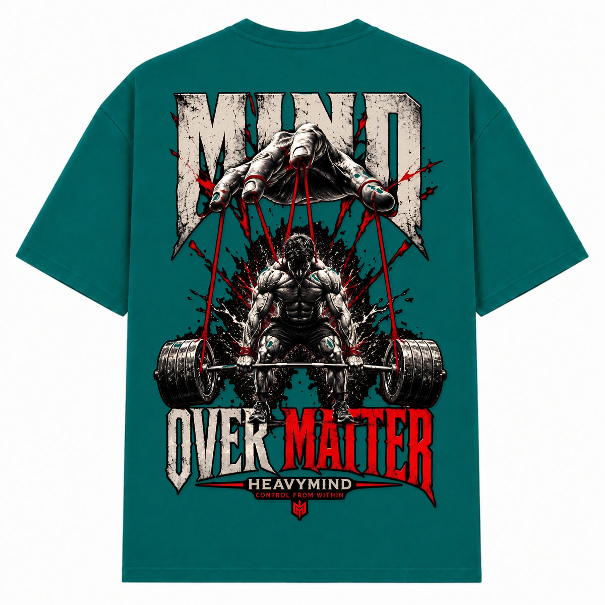 Mind Over Matter – Oversized Tee in Green, Rückansicht | Heavy Mind