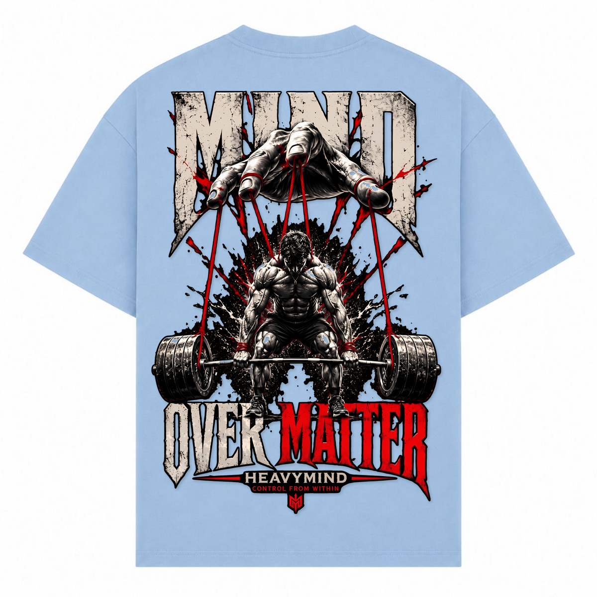 Mind Over Matter – Oversized Tee in Powder Blue, Rückansicht | Heavy Mind