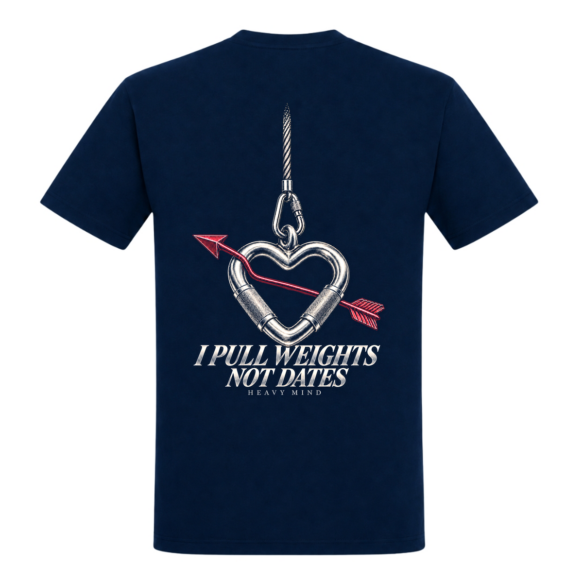 I Pull Weights Not Dates – Heavy Shirt in French Navy, Rückansicht | Heavy Mind