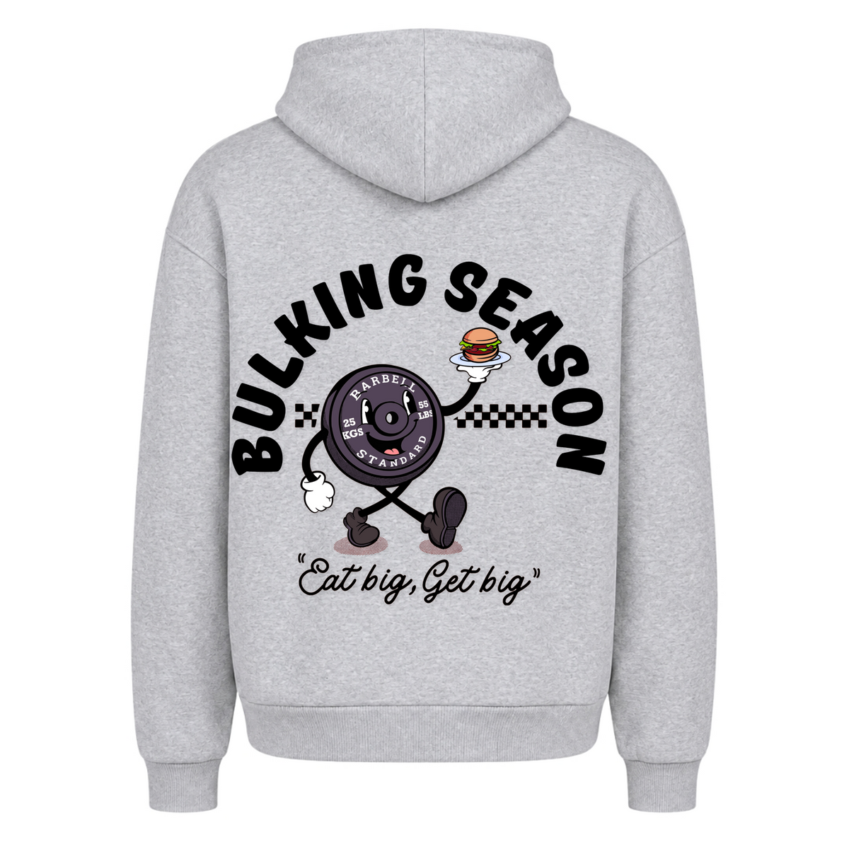 Bulking Season – Heavy Oversized Hoodie in Heather Grey, Rückansicht | Heavy Mind