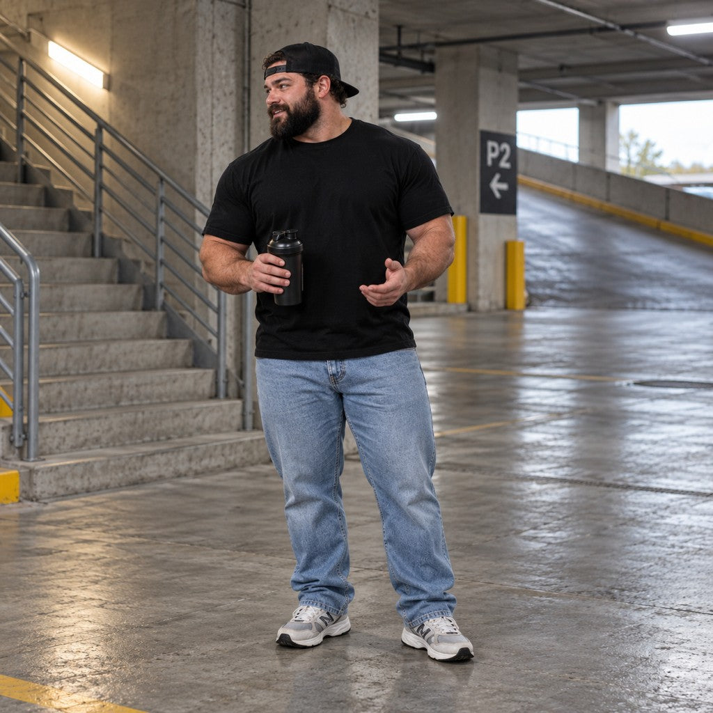 Can't Stop Bulking – Heavy Shirt in Schwarz, am Model, Vorderansicht | Heavy Mind