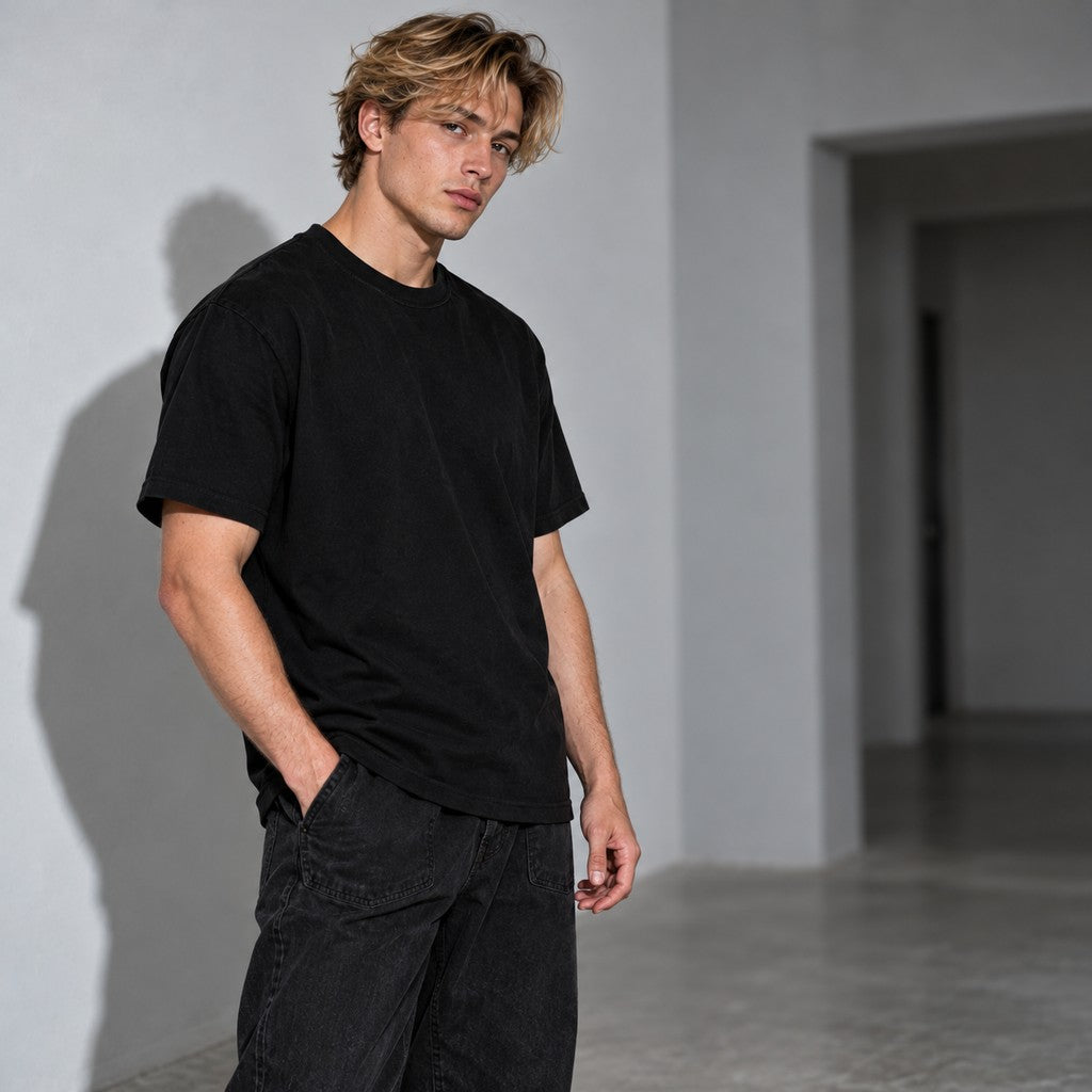 Captain More Gain – Heavy Shirt in Schwarz, am Model, Vorderansicht | Heavy Mind