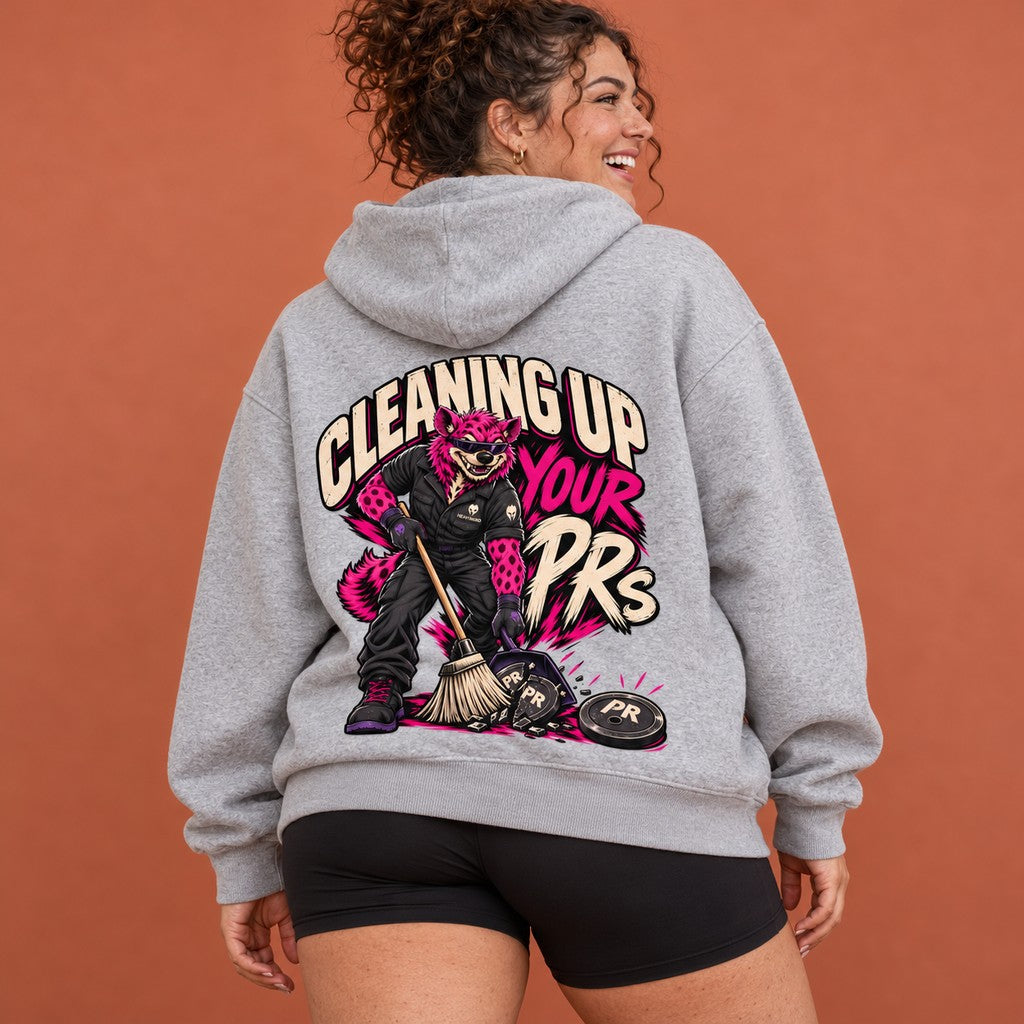 Cleaning Up Your PRs – Heavy Oversized Hoodie in Heather Grey, am Model, Rückansicht | Heavy Mind