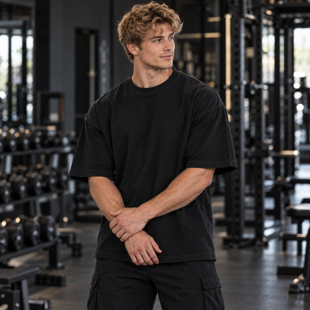 Creatine Activated – Oversized Tee in Schwarz, am Model, Vorderansicht | Heavy Mind