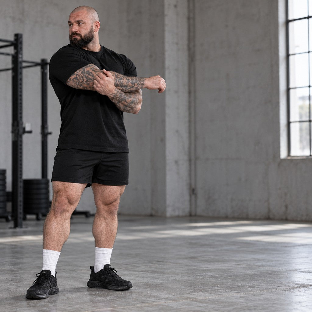 No Half Reps – Depth Earns Respect – Heavy Shirt in Schwarz, am Model, Vorderansicht | Heavy Mind