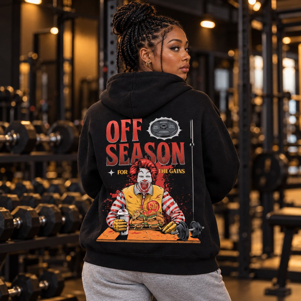 Off Season – Heavy Oversized Hoodie in Schwarz, am Model, Rückansicht | Heavy Mind
