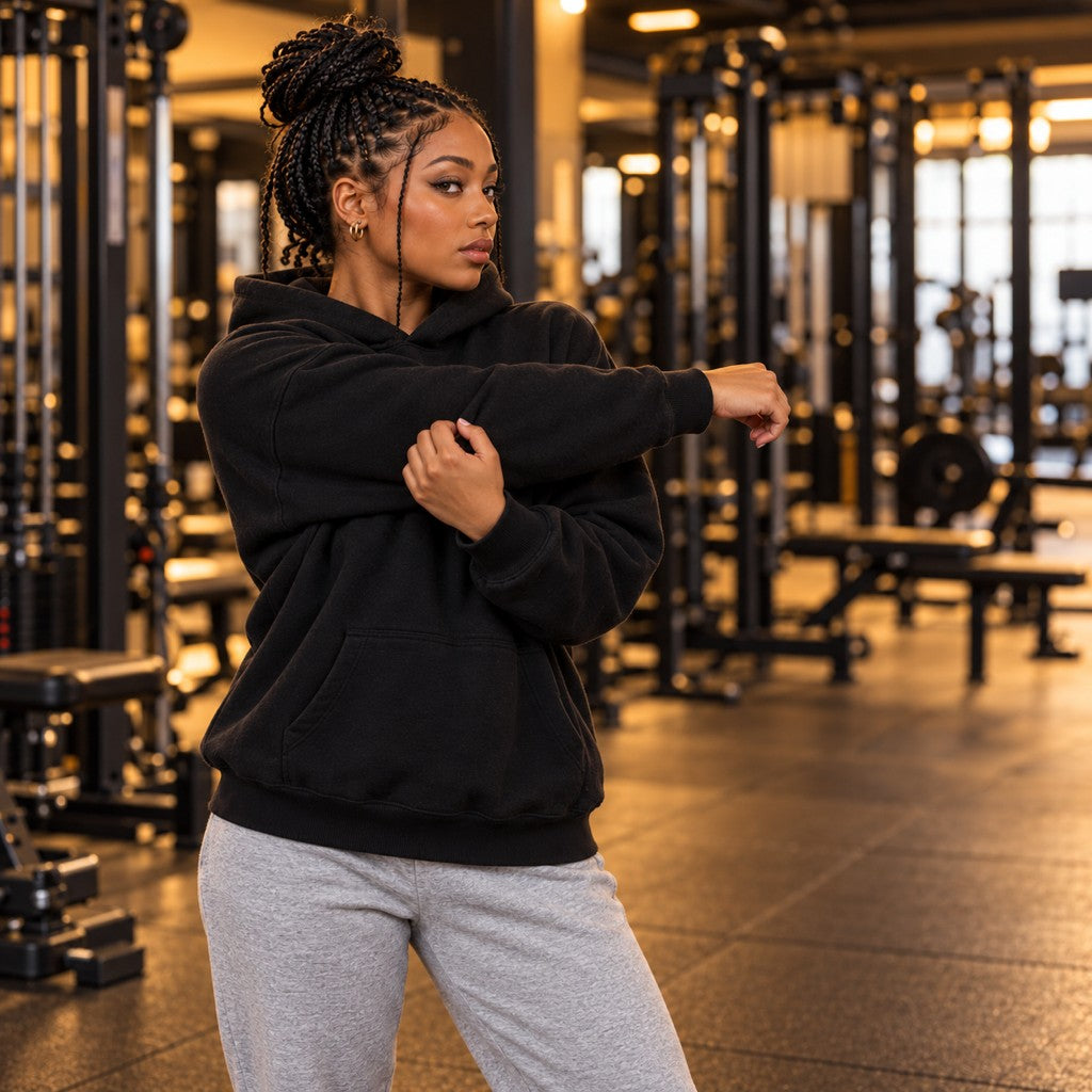 Off Season – Heavy Oversized Hoodie in Schwarz, am Model, Vorderansicht | Heavy Mind