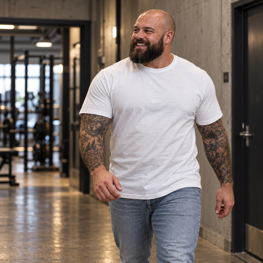 Sanctuary of Strength – Heavy Shirt in Weiß, am Model, Vorderansicht | Heavy Mind