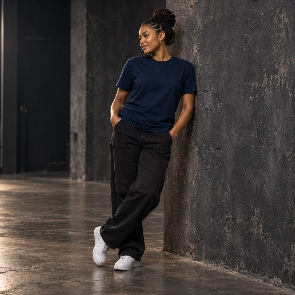Testo Pesto – Heavy Shirt in French Navy, am Model, Vorderansicht | Heavy Mind