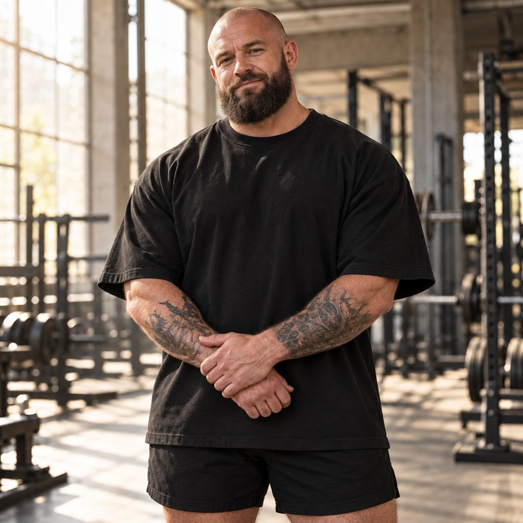 The Beast – Oversized Tee in Schwarz, am Model, Vorderansicht | Heavy Mind