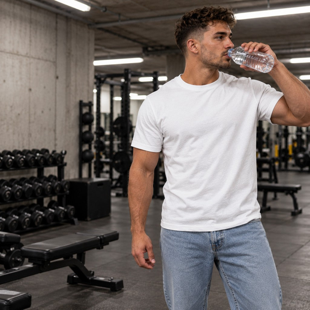The Last Rep – Heavy Shirt in Weiß, am Model, Vorderansicht | Heavy Mind