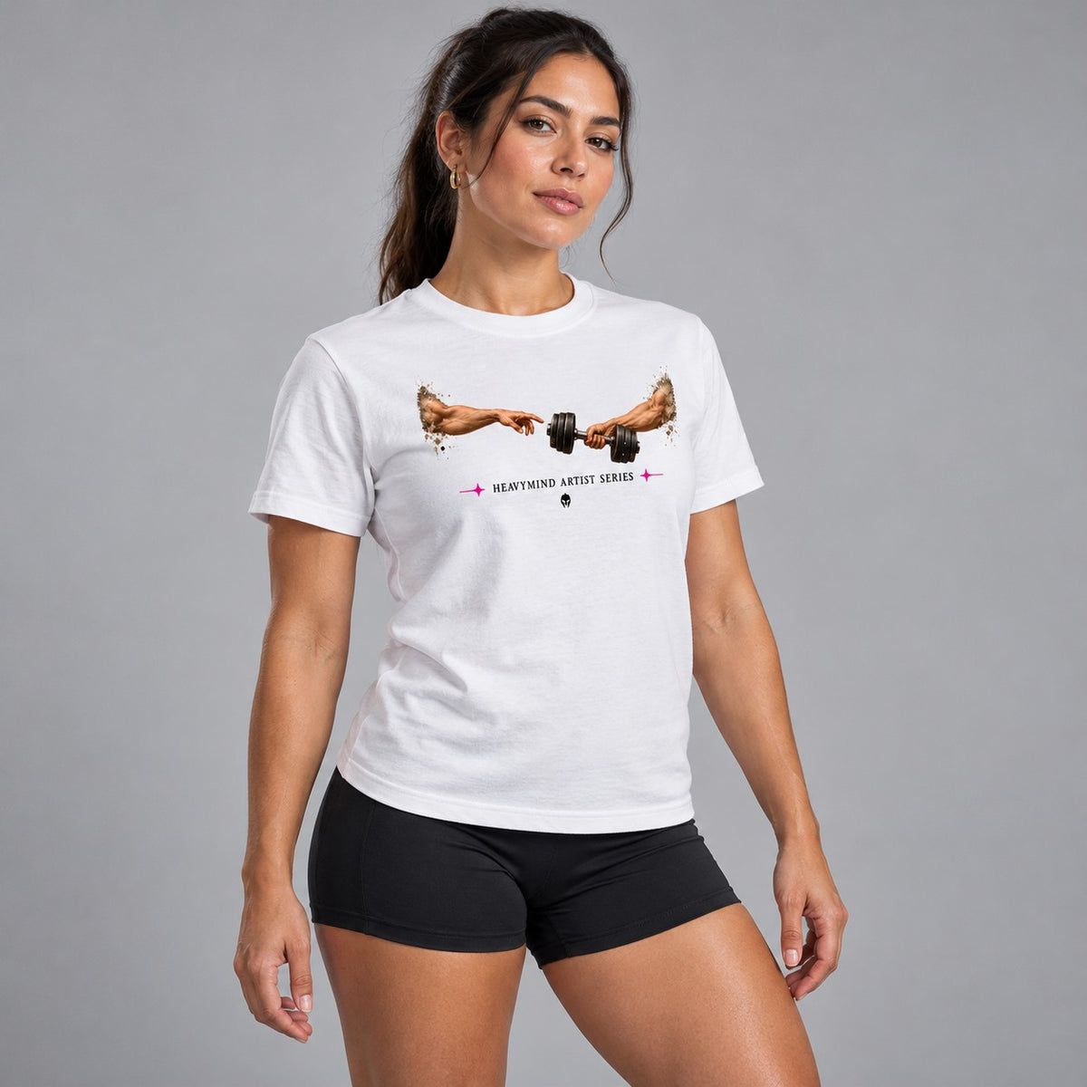 Touch from Gym – Heavy Shirt in Weiß, am Model, Vorderansicht | Heavy Mind